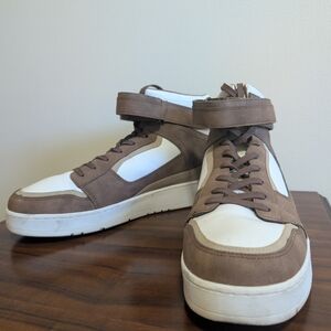 Men's Brown and White High-Top Sneakers